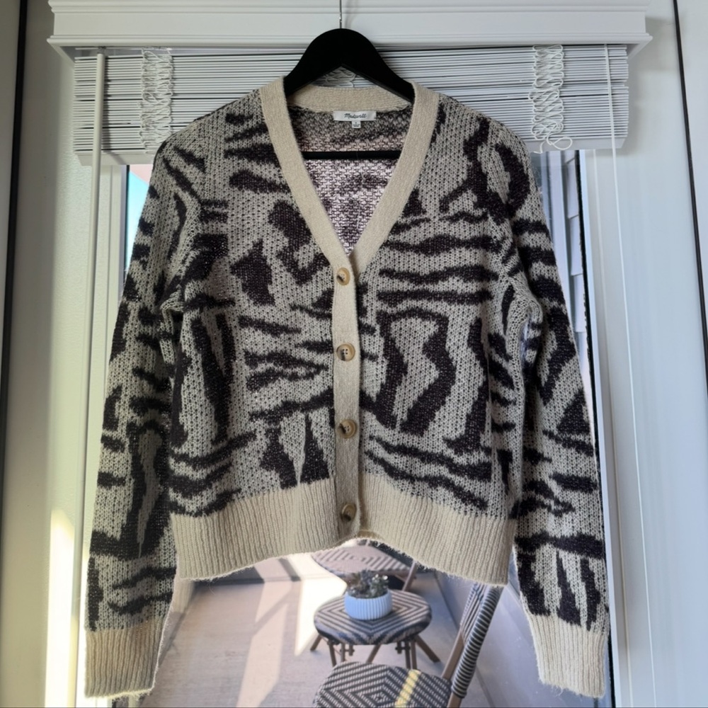 Madewell Cardigan in abstract animal print
